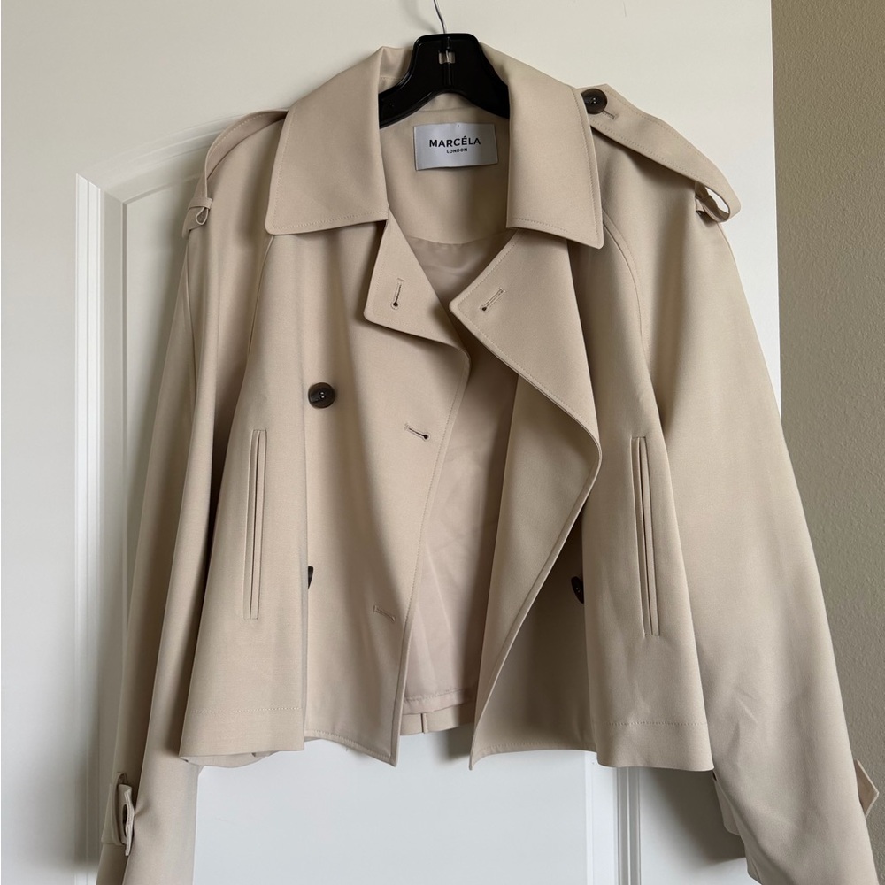 Marcela London Women's Beige Short Trench Coat